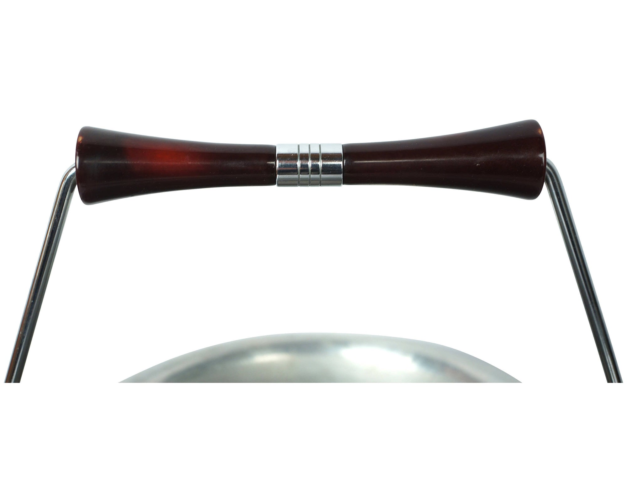 Vintage Ice Bucket Chrome w Cherry Amber Red Bakelite Handles by Glo Hill - Poppy's Vintage Clothing