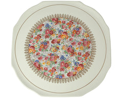 Vintage 50s Floral Chintz China Cake Plate Octagonal Shape Marina by Lord Nelson - Poppy's Vintage Clothing