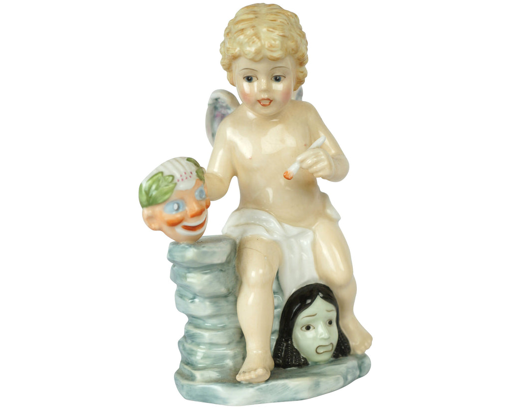 Vintage Doulton Porcelain Cherub Figurine Gift of the Theatre - Poppy's Vintage Clothing