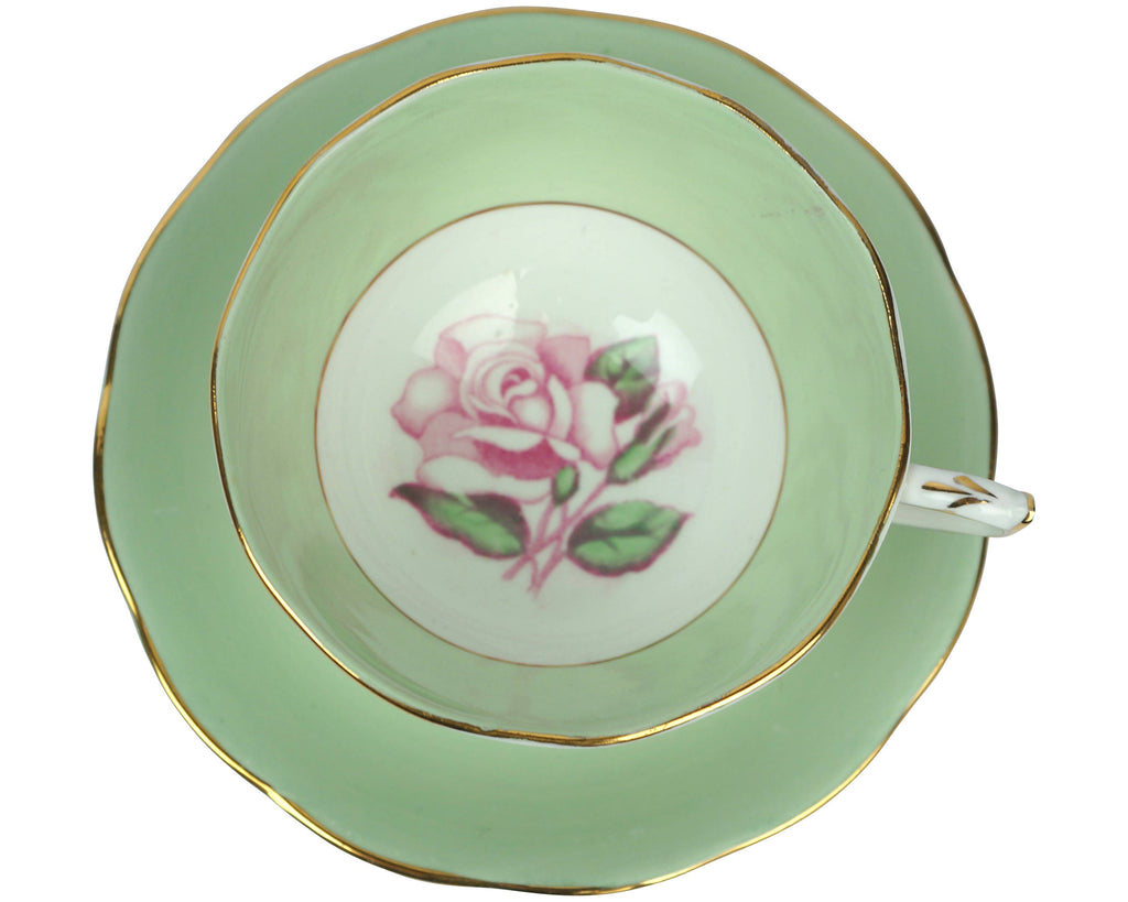 Vintage Roslyn Bone China Cup & Saucer Rose Pattern England - Poppy's Vintage Clothing