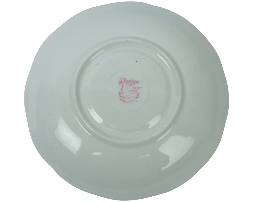 Vintage Roslyn Bone China Cup & Saucer Rose Pattern England - Poppy's Vintage Clothing