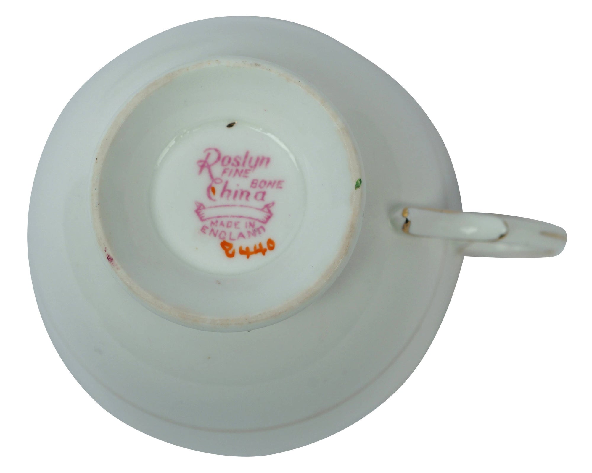 Vintage Roslyn Bone China Cup & Saucer Rose Pattern England - Poppy's Vintage Clothing
