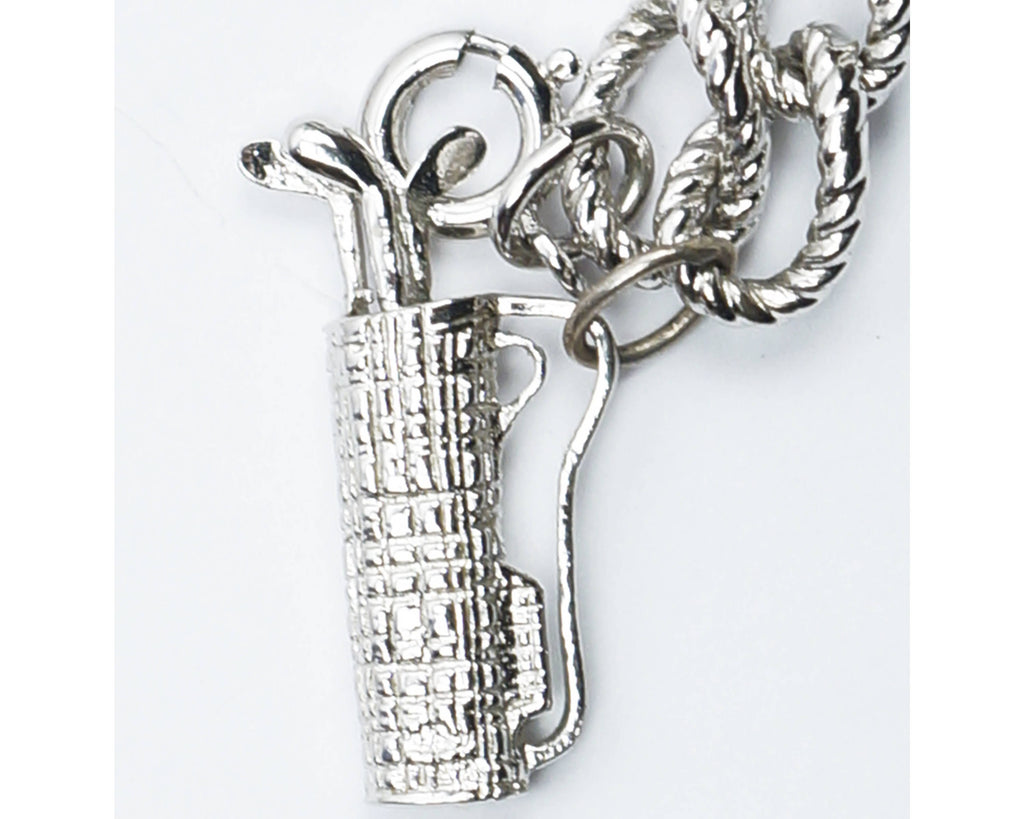 Vintage Sterling Silver Charm Bracelet w 10 Charms - Poppy's Vintage Clothing