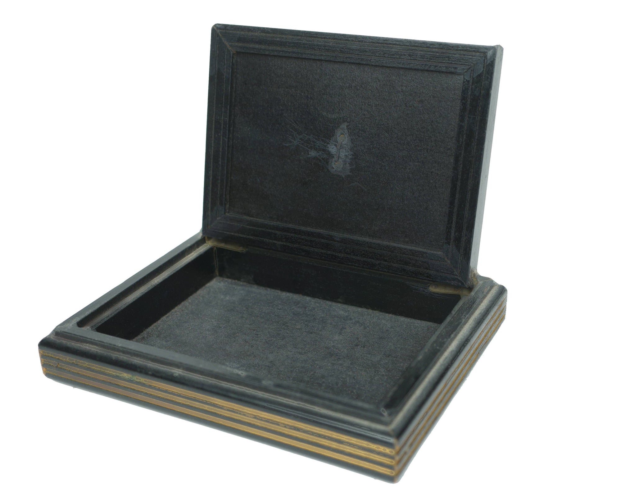 Antique Wood Trinket Box with Victorian Scene of Dogs & People - Poppy's Vintage Clothing