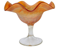 Antique Carnival Glass Compote Fenton Peacock and Urn Ruffled Edge - Poppy's Vintage Clothing