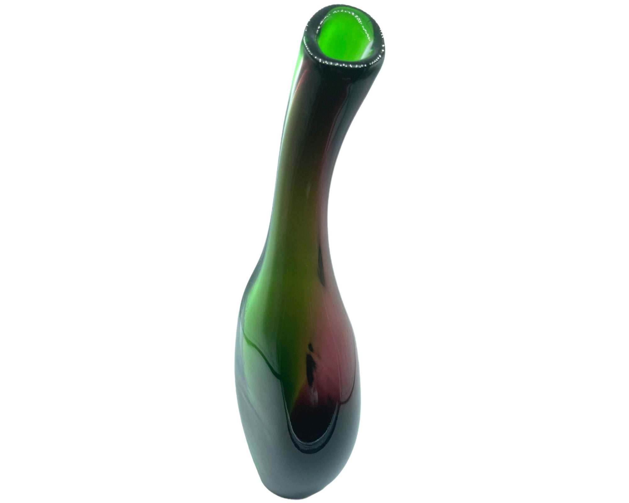 Vintage Murano Glass Sommerso Vase Purple Green Clear 15.5 - Poppy's Vintage Clothing