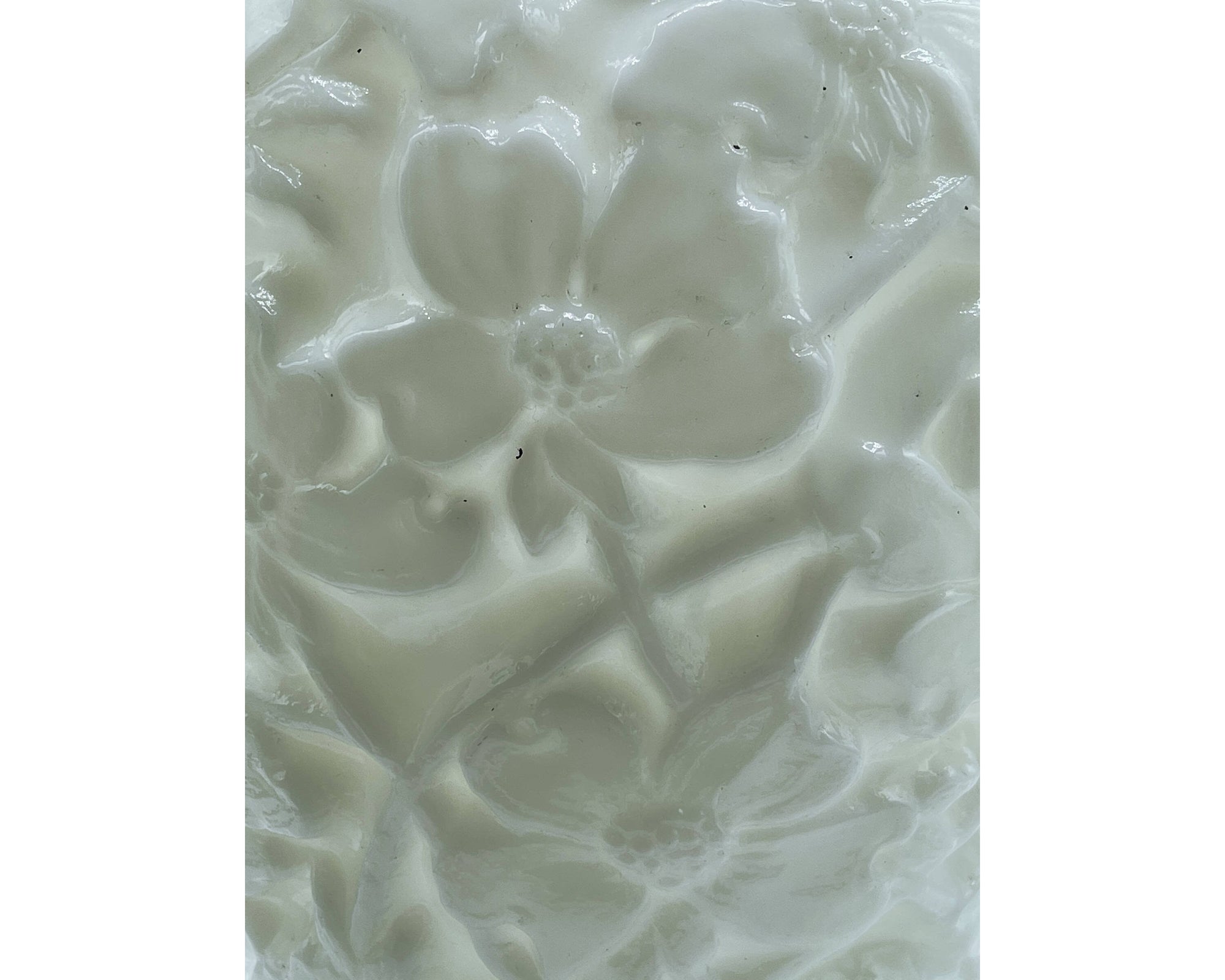 Vintage Phoenix Consolidated Art Glass Vase White Wild Rose Pattern - Poppy's Vintage Clothing