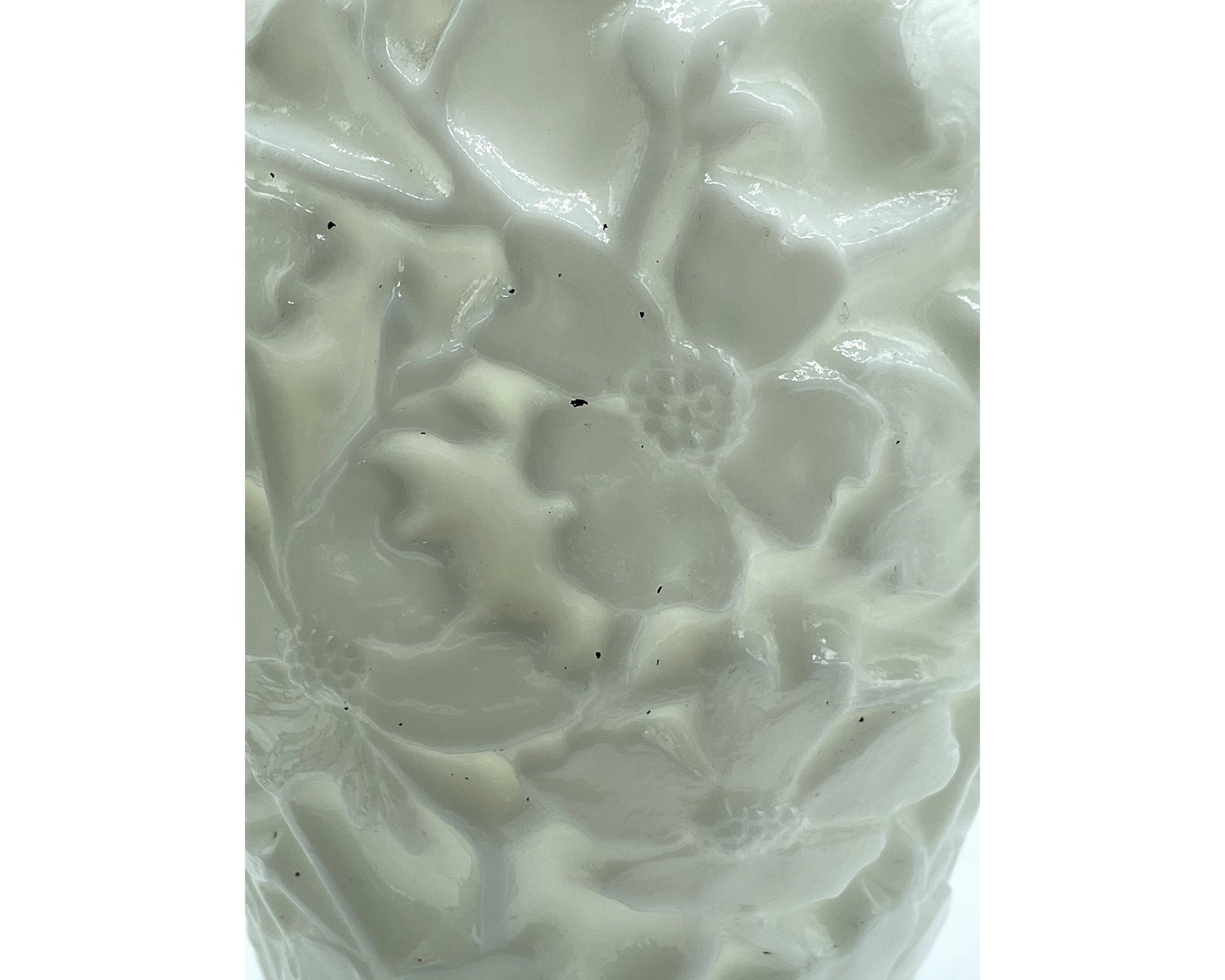 Vintage Phoenix Consolidated Art Glass Vase White Wild Rose Pattern - Poppy's Vintage Clothing