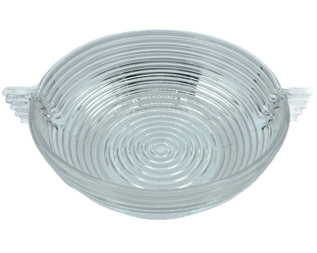 Anchor Hocking Manhattan Depression Glass Salad Bowl 9 Horizontal Ribbing - Poppy's Vintage Clothing