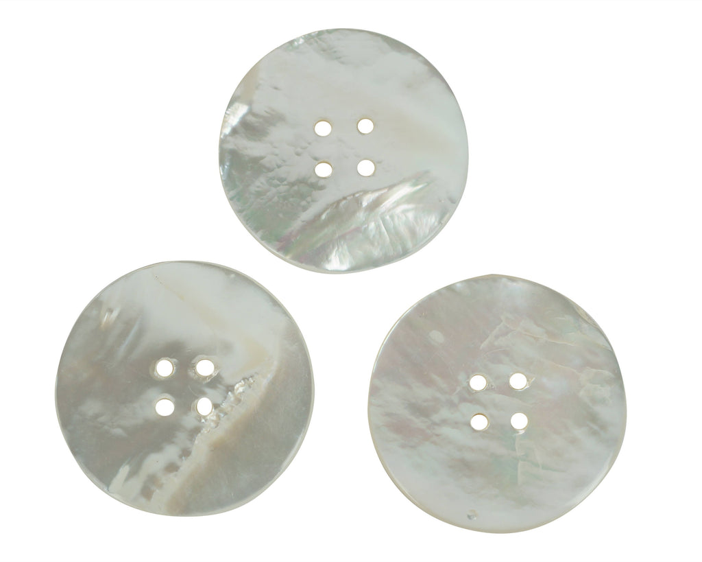 Antique MOP Buttons Pearlescent Finish Mother of Pearl Shell 1 3/8 Set of 3 - Poppy's Vintage Clothing