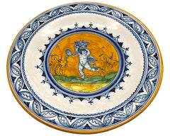 Vintage FC Deruta Pottery Charger Platter P Tania Hand Painted Cherub 14 - Poppy's Vintage Clothing