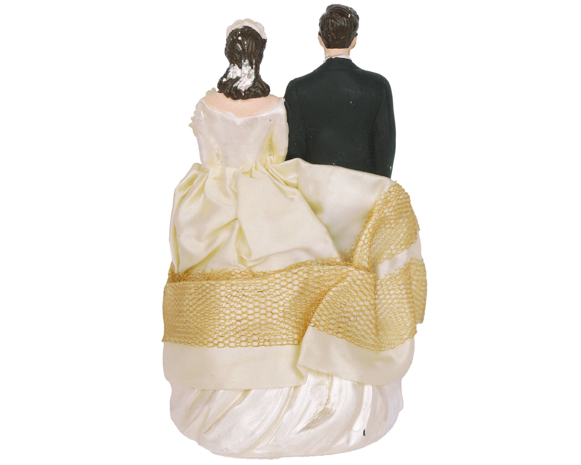Vintage 50s Bride & Groom Chalkware Cake Topper 1951 J Levinsohn - Poppy's Vintage Clothing