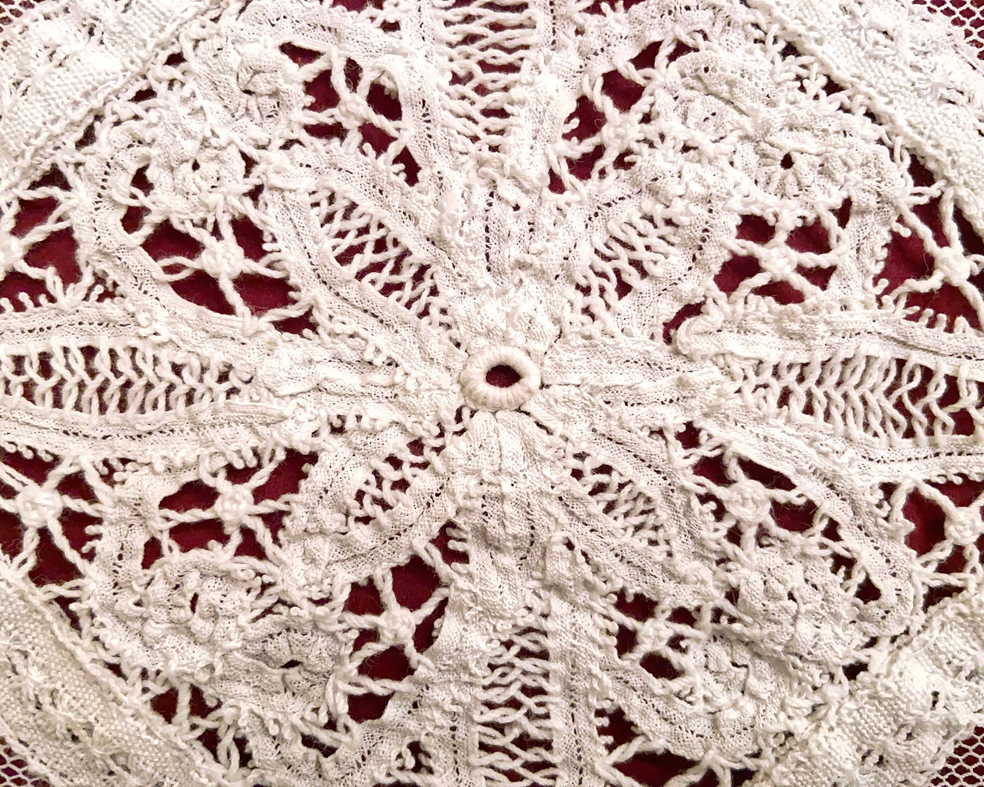 Antique French Tambour Lace Bedspread Floral Applique on Net - Poppy's Vintage Clothing
