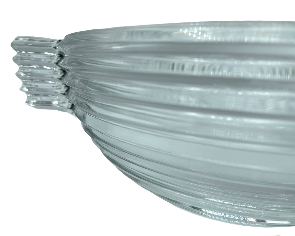 Anchor Hocking Manhattan Depression Glass Salad Bowl 9 Horizontal Ribbing - Poppy's Vintage Clothing
