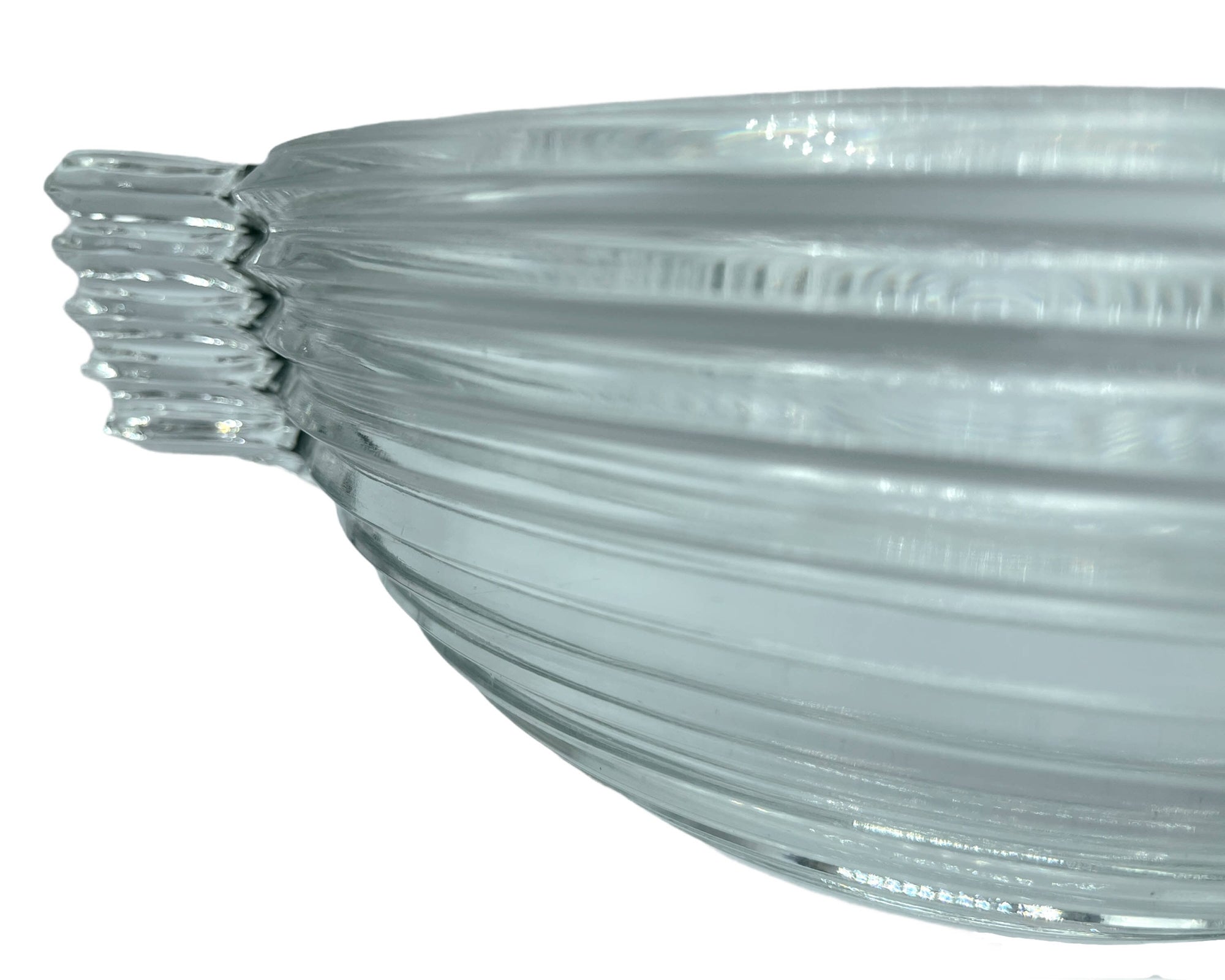 Anchor Hocking Manhattan Depression Glass Salad Bowl 9 Horizontal Ribbing - Poppy's Vintage Clothing