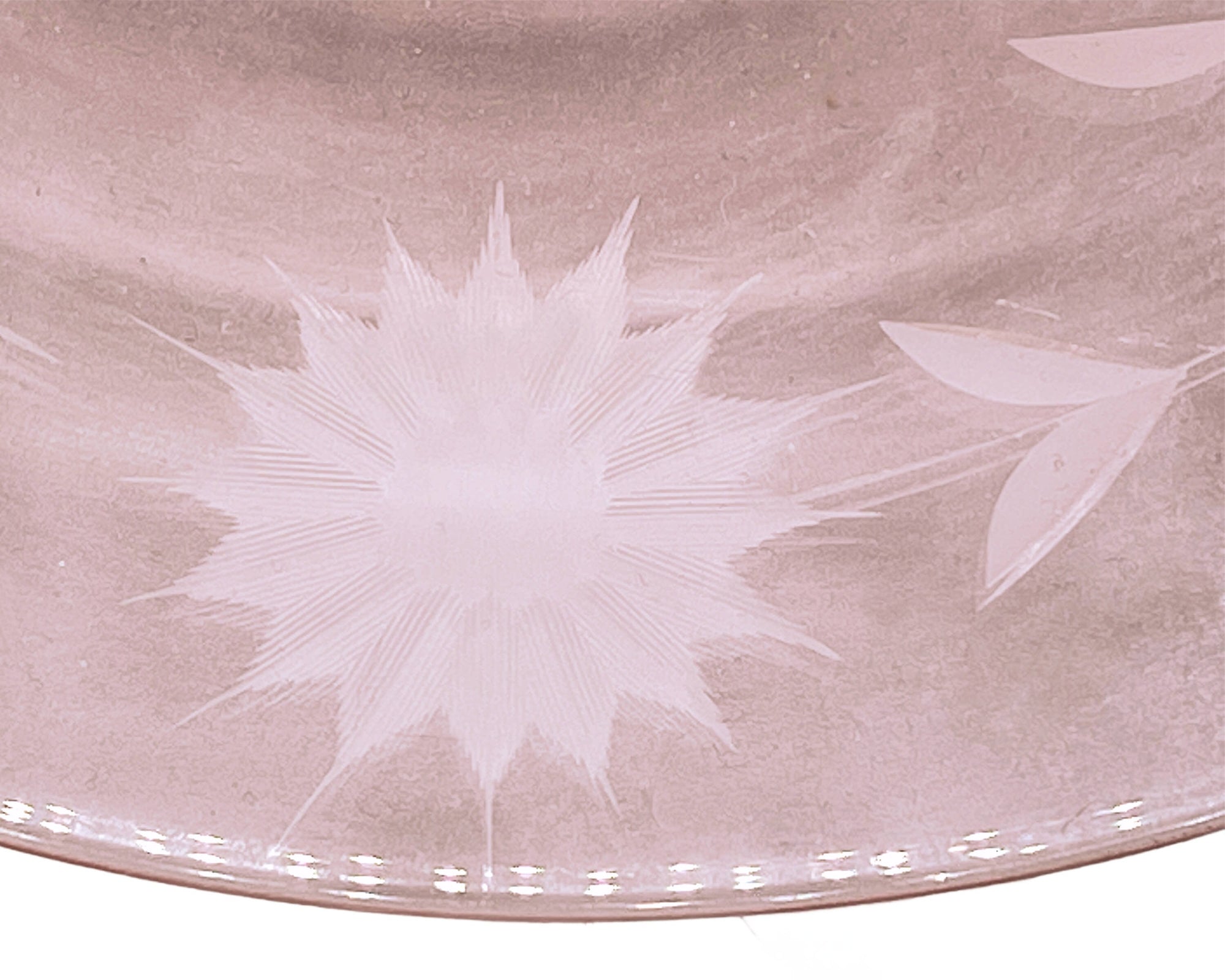Depression Era Elegant Glass Heisey Console Bowl Wide Flat Rim Flamingo Pink - Poppy's Vintage Clothing