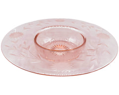 Depression Era Elegant Glass Heisey Console Bowl Wide Flat Rim Flamingo Pink - Poppy's Vintage Clothing