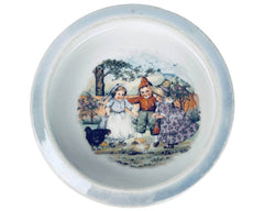Antique Baby Bowl Dish Plate Children with Chickens - Poppy's Vintage Clothing