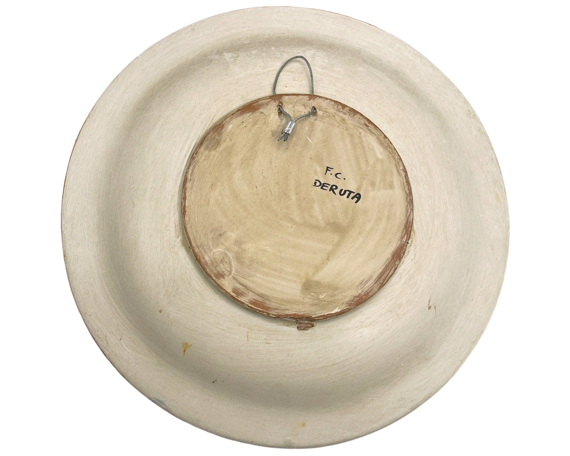 Vintage FC Deruta Pottery Charger Platter P Tania Hand Painted Cherub 14 - Poppy's Vintage Clothing