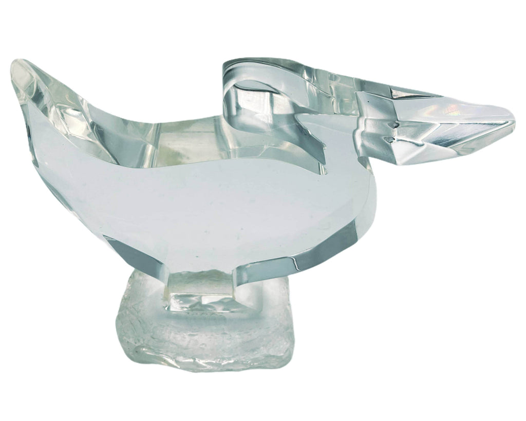 1970s Modernist Acrylic Lucite Pelican Sculpture Guzzini Italy or Guyon Quebec - Poppy's Vintage Clothing