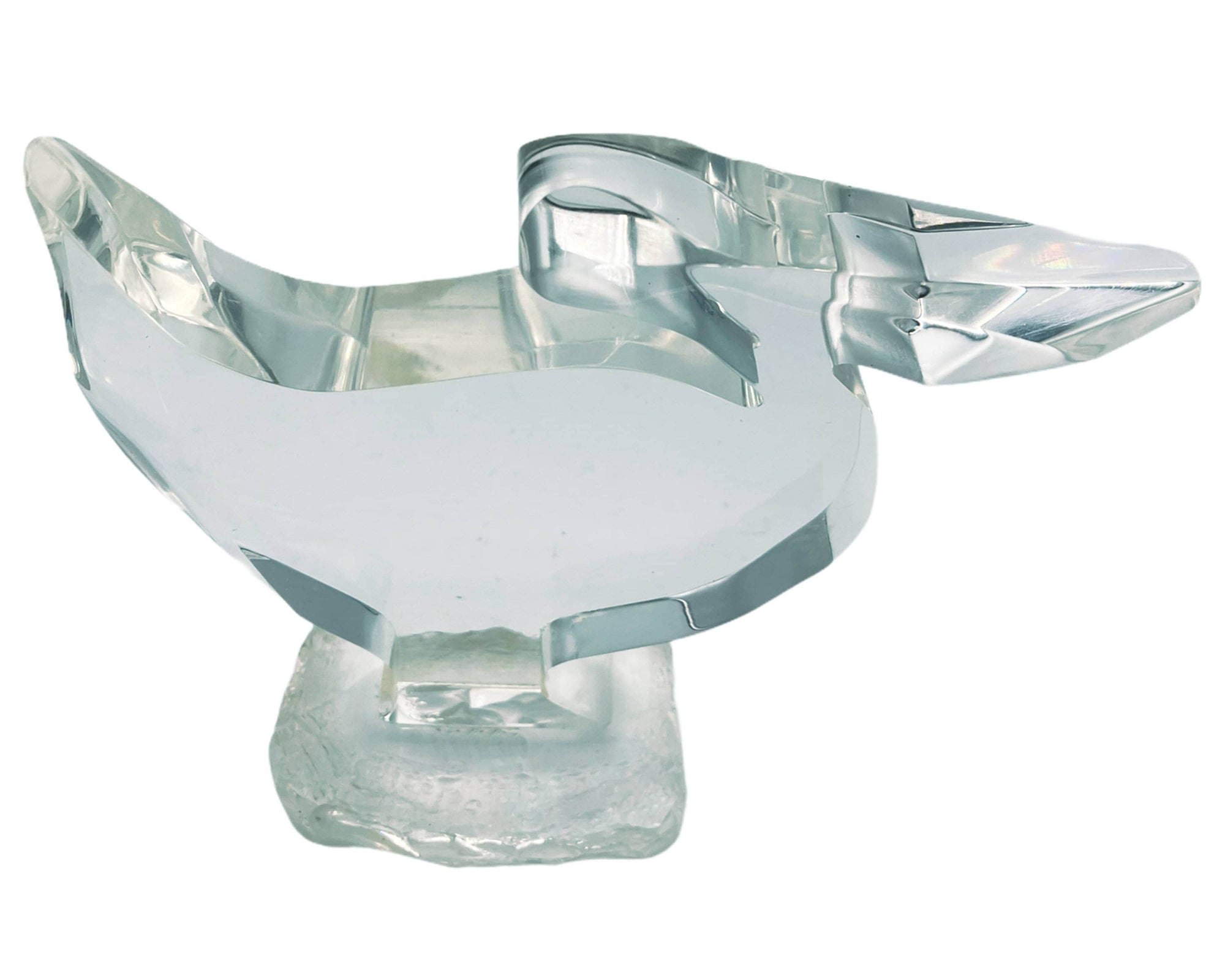 1970s Modernist Acrylic Lucite Pelican Sculpture Guzzini Italy or Guyon Quebec - Poppy's Vintage Clothing