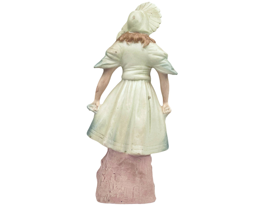 Antique German Bisque Figurine of Woman Holding Twigs Victorian Era 9 - Poppy's Vintage Clothing