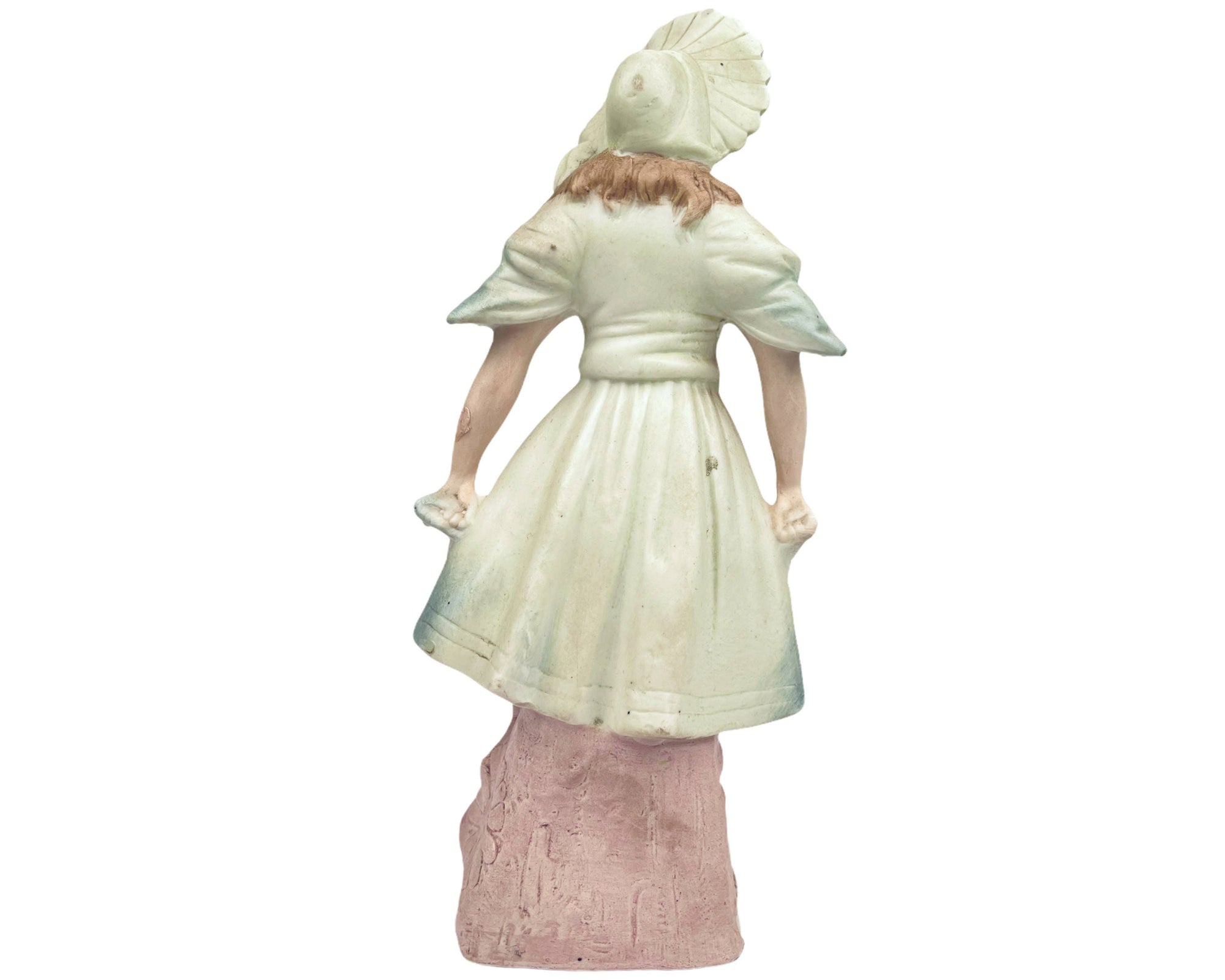 Antique German Bisque Figurine of Woman Holding Twigs Victorian Era 9 - Poppy's Vintage Clothing