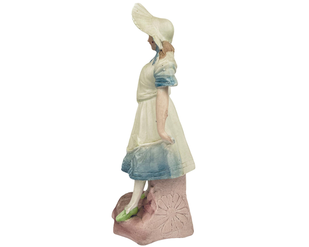 Antique German Bisque Figurine of Woman Holding Twigs Victorian Era 9 - Poppy's Vintage Clothing