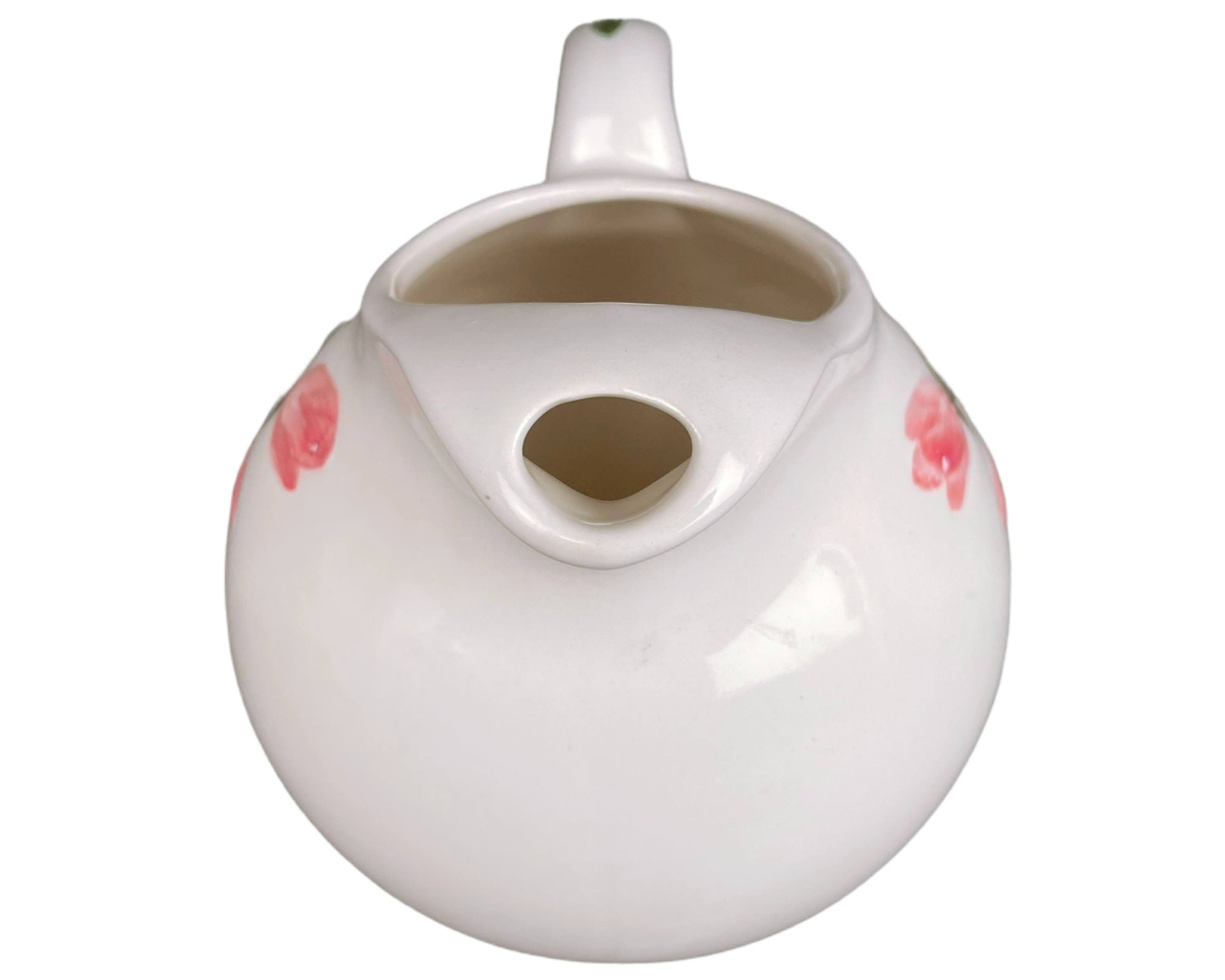 Vintage 40s Pottery Ball Jug Pitcher Continental Kilns Green Arbor Pattern - Poppy's Vintage Clothing