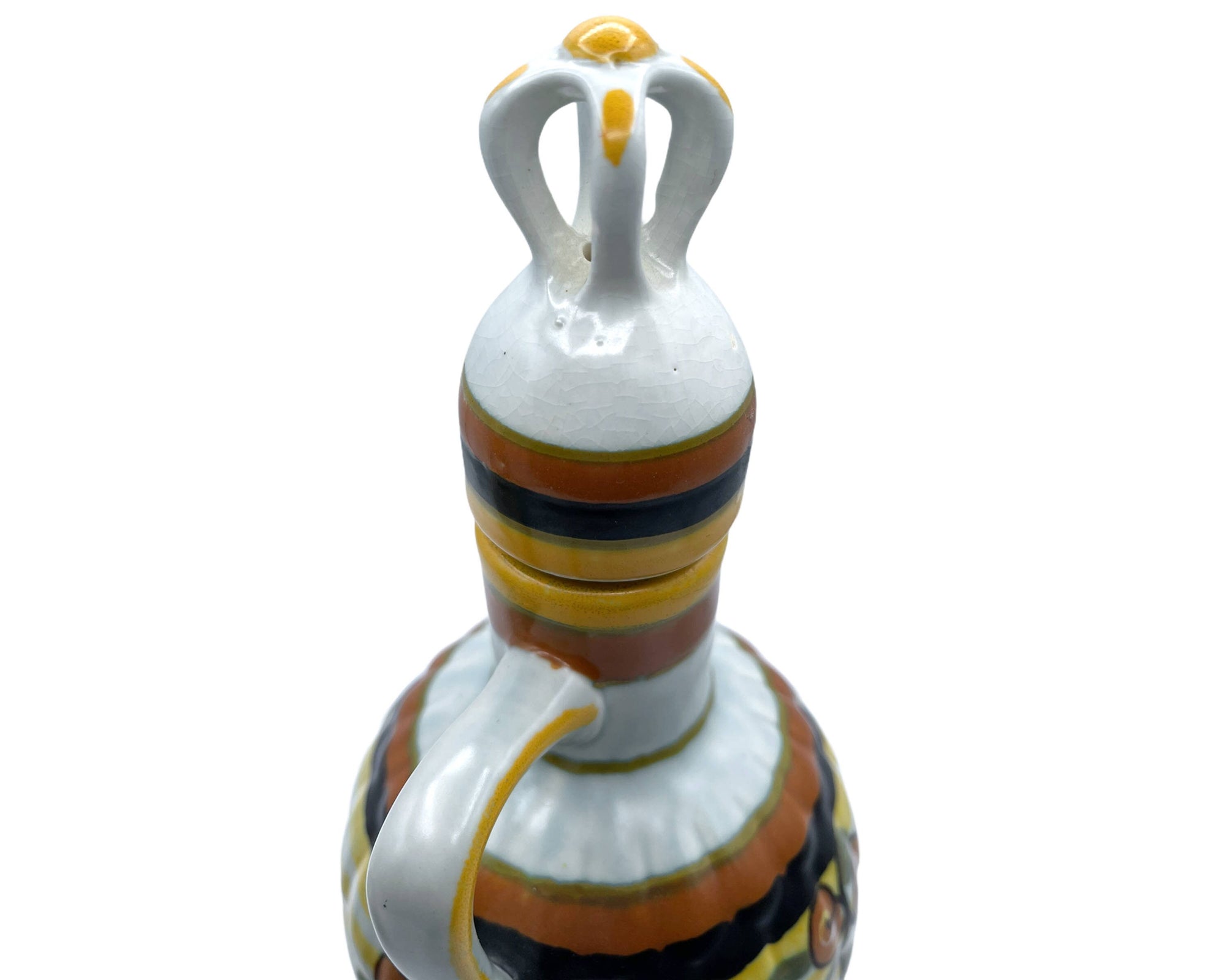 Art Deco Gouda Pottery Large Oil & Vinegar Signed PZH Plateelbakkerij Zuid-Holland - Poppy's Vintage Clothing