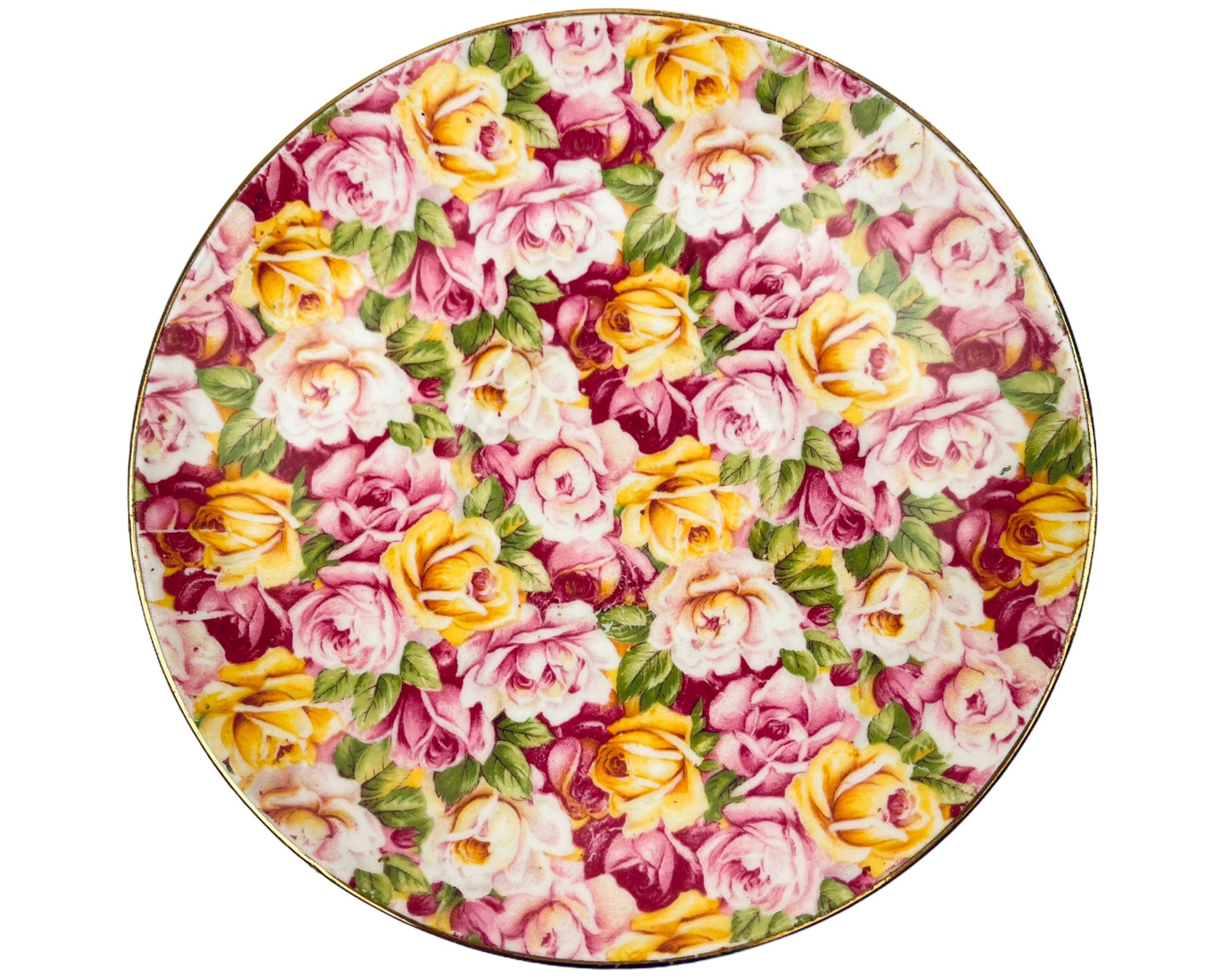 Vintage 1930s Colclough China Chintz Cup and Saucer Overall Rose Floral Pattern - Poppy's Vintage Clothing