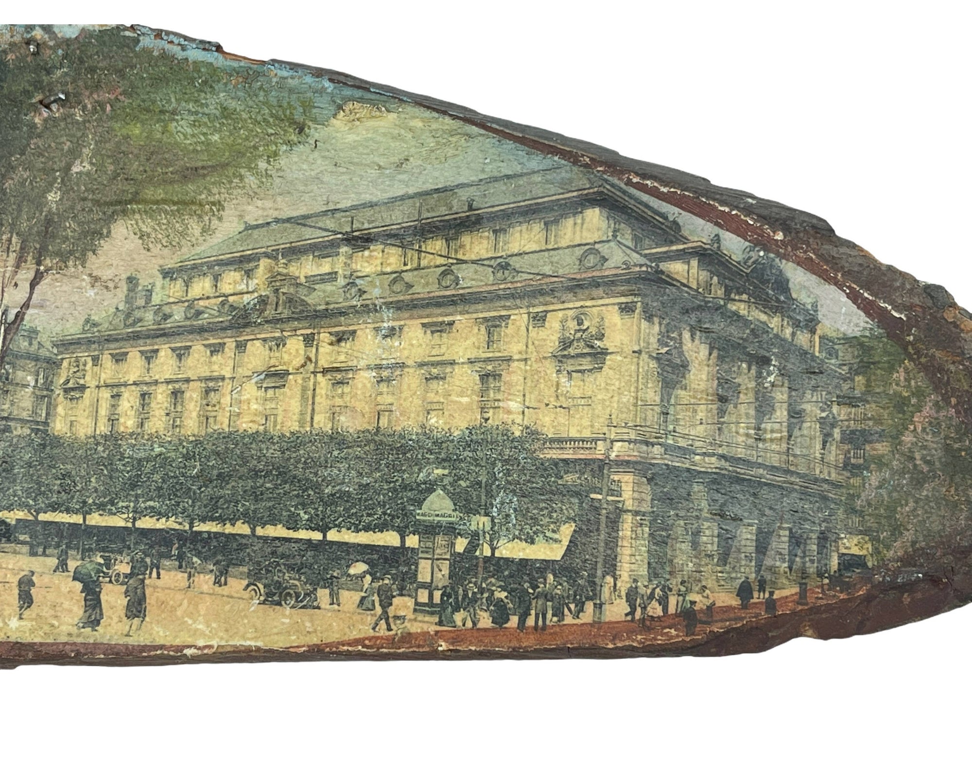 Antique Collage Buildings Paper Montage on Wood Wall Plaques Montreal - Poppy's Vintage Clothing