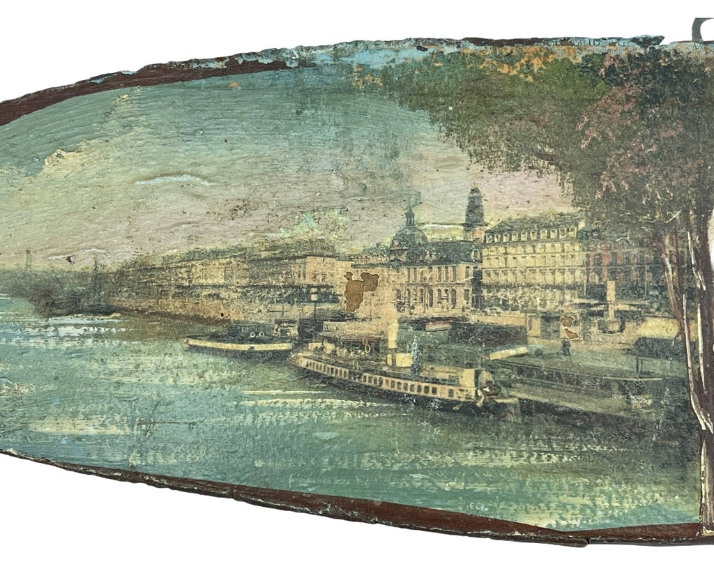 Antique Collage Buildings Paper Montage on Wood Wall Plaques Montreal - Poppy's Vintage Clothing