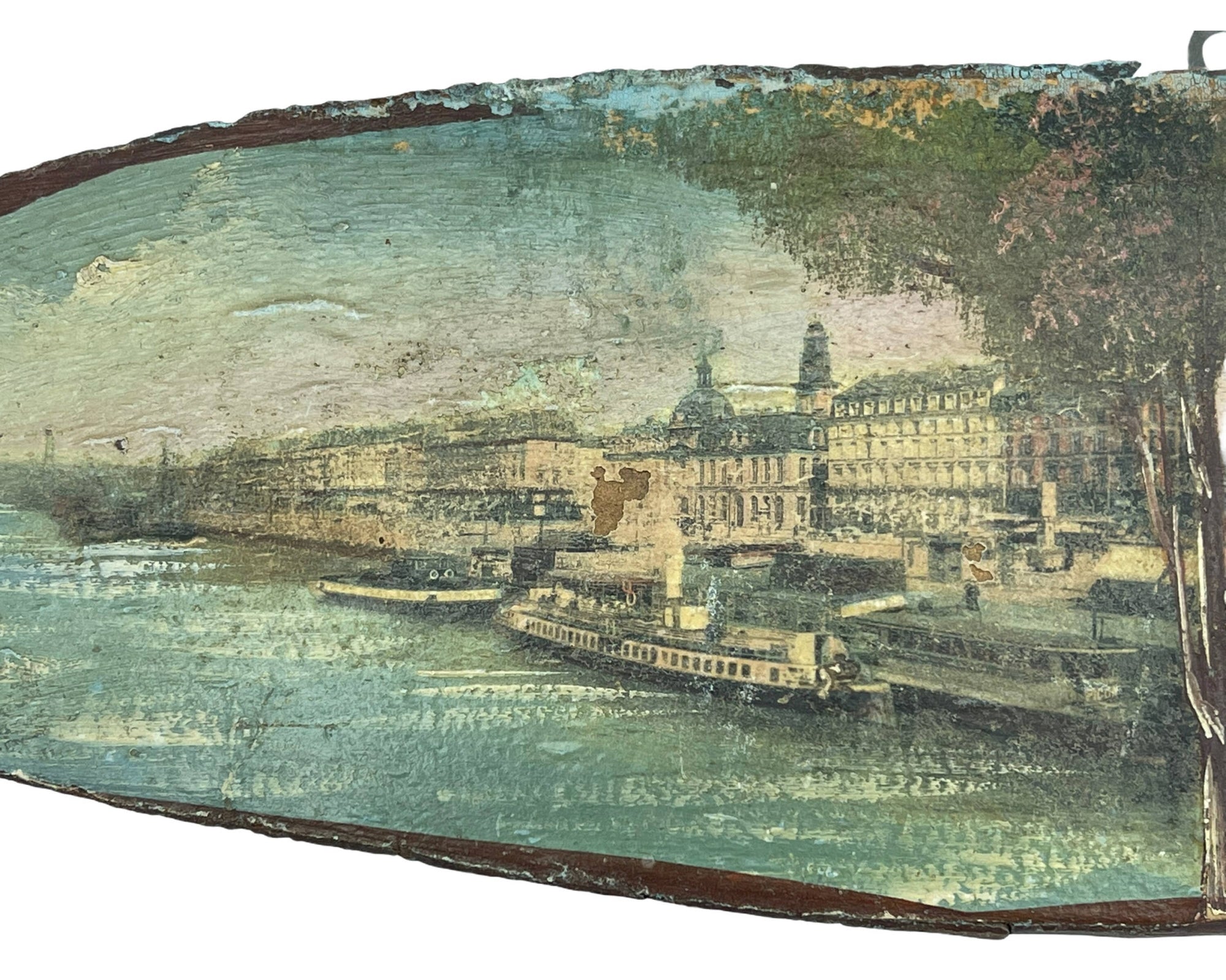 Antique Collage Buildings Paper Montage on Wood Wall Plaques Montreal - Poppy's Vintage Clothing