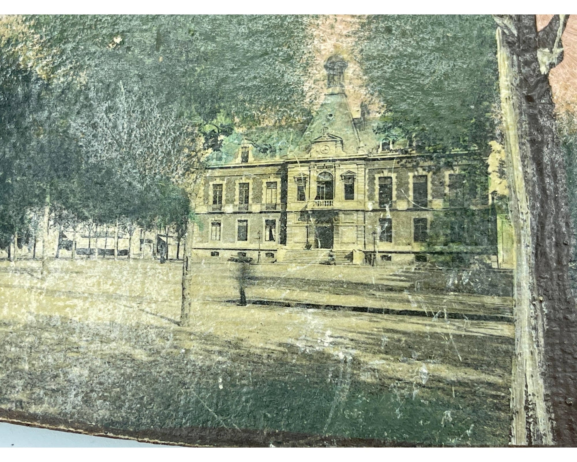 Antique Collage Buildings Paper Montage on Wood Wall Plaques Montreal - Poppy's Vintage Clothing