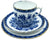 Antique Flow Blue Trio Cup and Saucer & Plate Sampson Smith 1888 - Poppy's Vintage Clothing