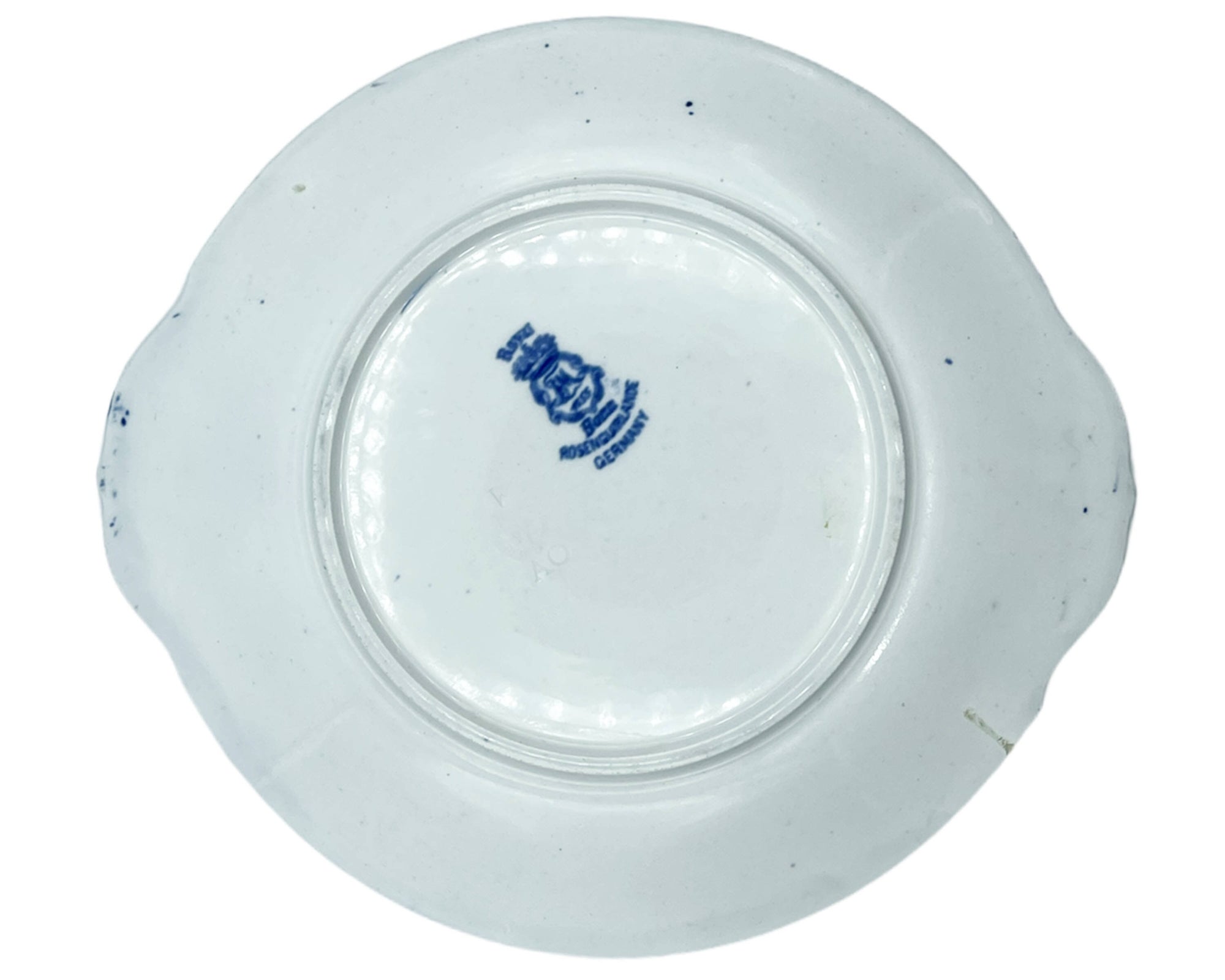 Antique Flow Blue Plate Handled Tray Royal Bonn Rosenguirlande - Poppy's Vintage Clothing