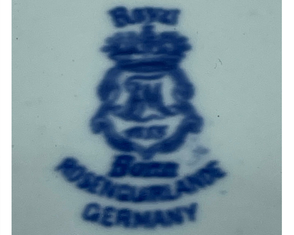 Antique Flow Blue Plate Handled Tray Royal Bonn Rosenguirlande - Poppy's Vintage Clothing