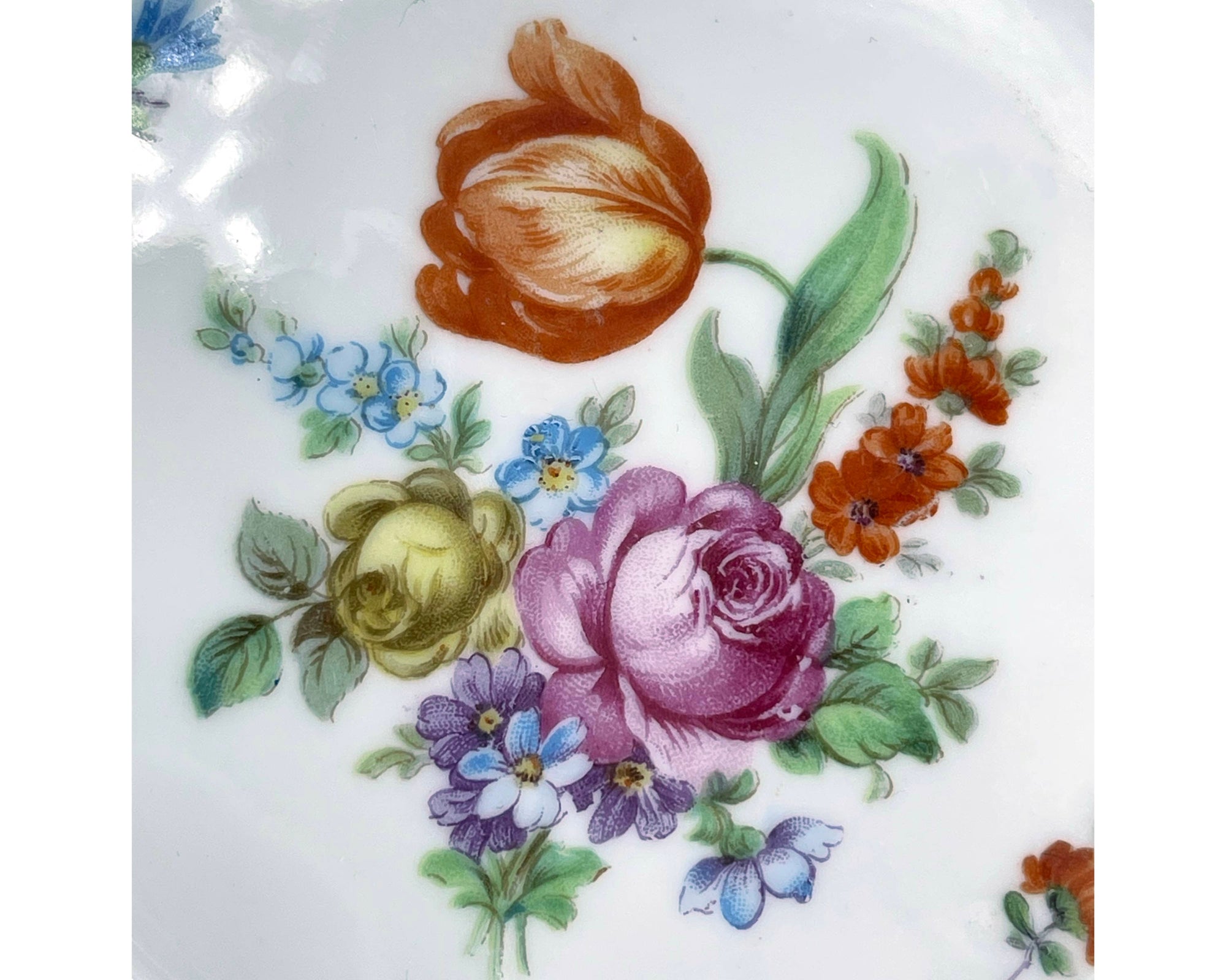 Vintage 1920s Schumann Dresden Porcelain Chateau Dish Plate Reticulated Edge - Poppy's Vintage Clothing