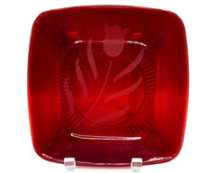 1950s Anchor Hocking Charm Royal Ruby Luncheon Plate w Tulip Etch - Poppy's Vintage Clothing