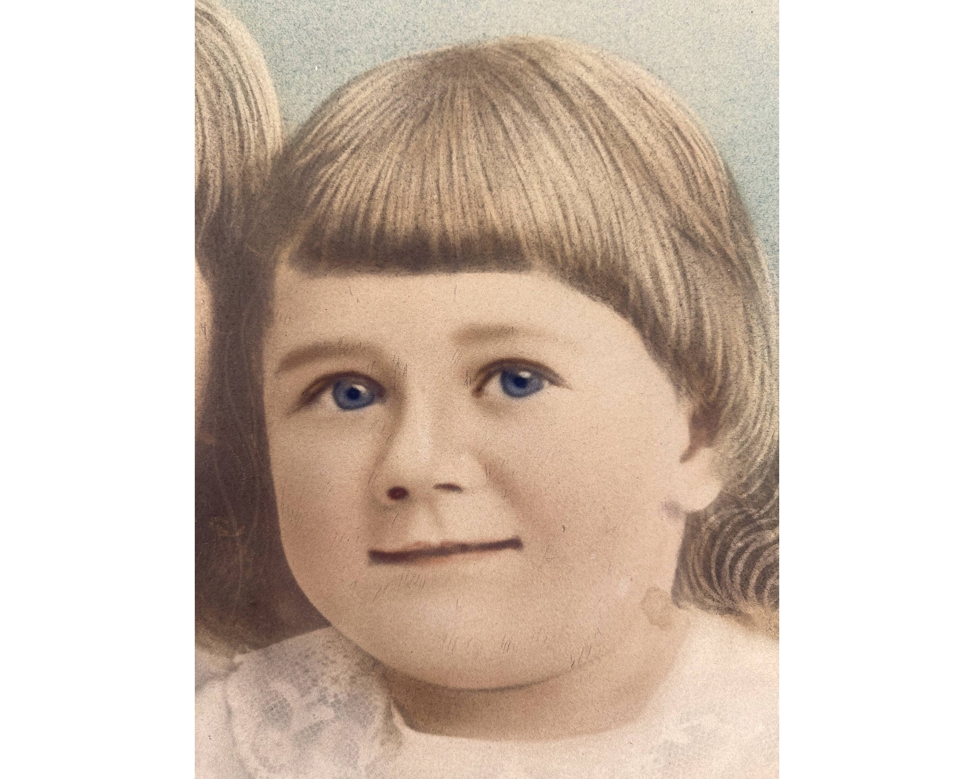 Antique Victorian Hand Tinted Photo of Children in Frame 13.75 x 15.5 - Poppy's Vintage Clothing