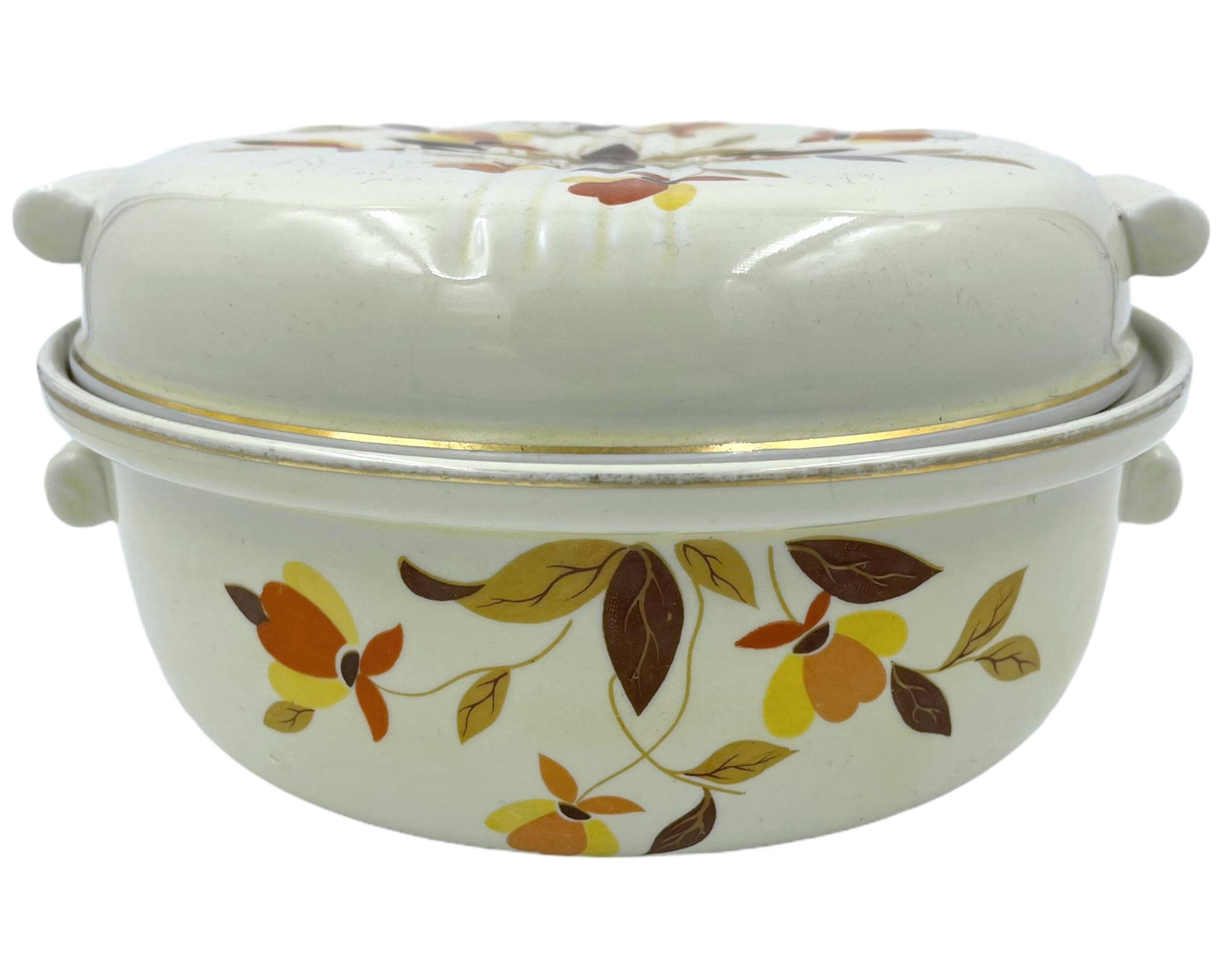 Vintage Hall China Covered Casserole Autumn Leaf Mary Dunbar Jewel Homemakers Institute - Poppy's Vintage Clothing