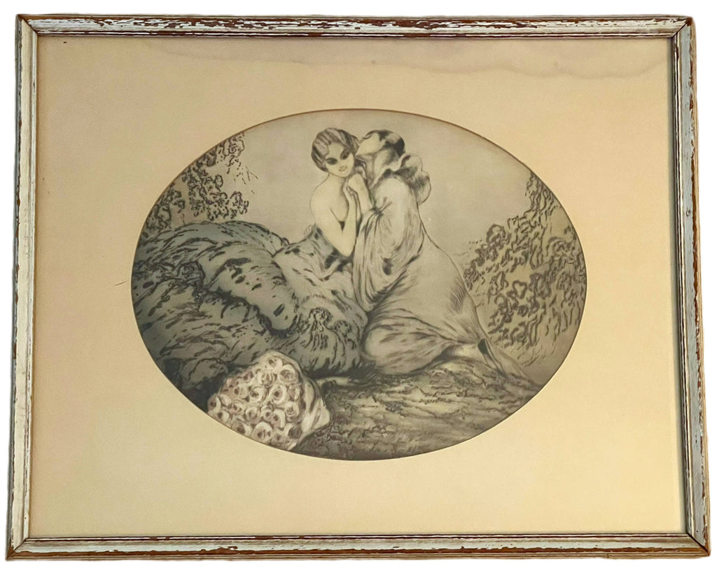 Art Deco Print Pierrot by Faure SZL Sidney Z Lucas 2 Females Embracing - Poppy's Vintage Clothing