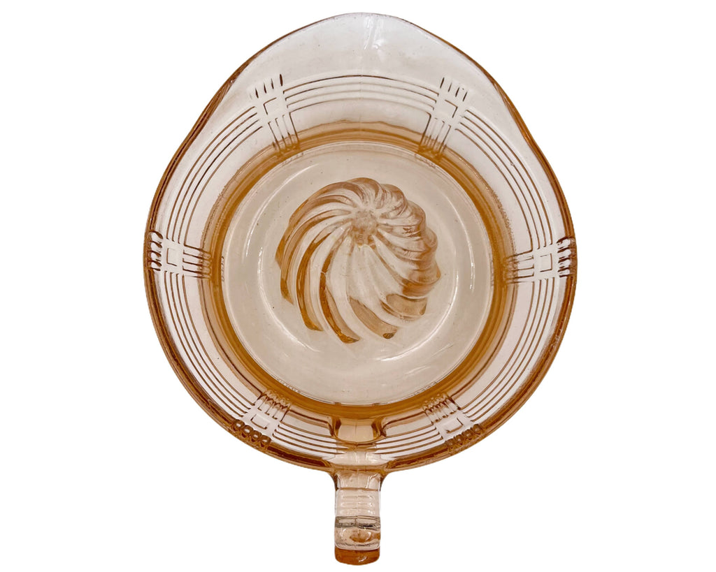 Hazel Atlas Depression Glass Pink Crisscross Orange Reamer - Poppy's Vintage Clothing