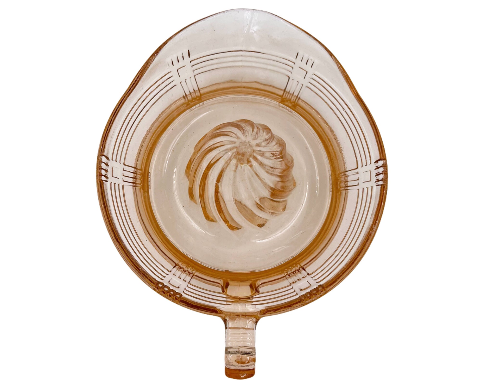 Hazel Atlas Depression Glass Pink Crisscross Orange Reamer - Poppy's Vintage Clothing