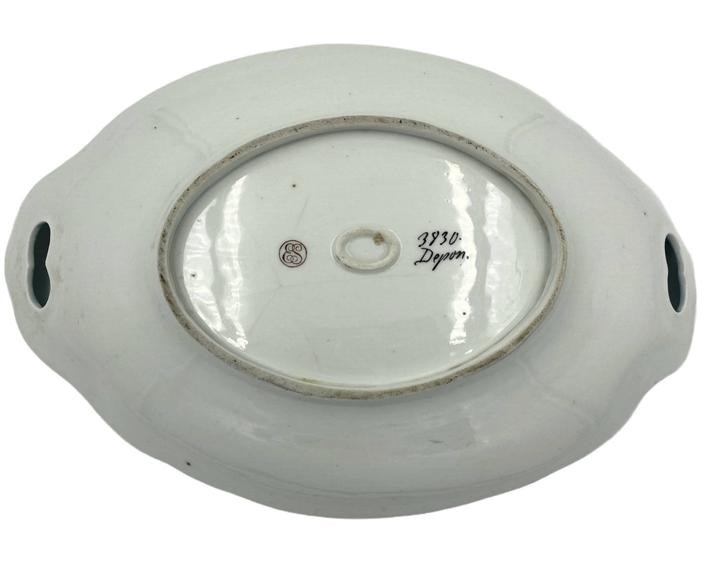 Antique ES Prussia Porcelain Oval Bowl Erdmann Schlegelmilch 19th c Hand Painted - Poppy's Vintage Clothing