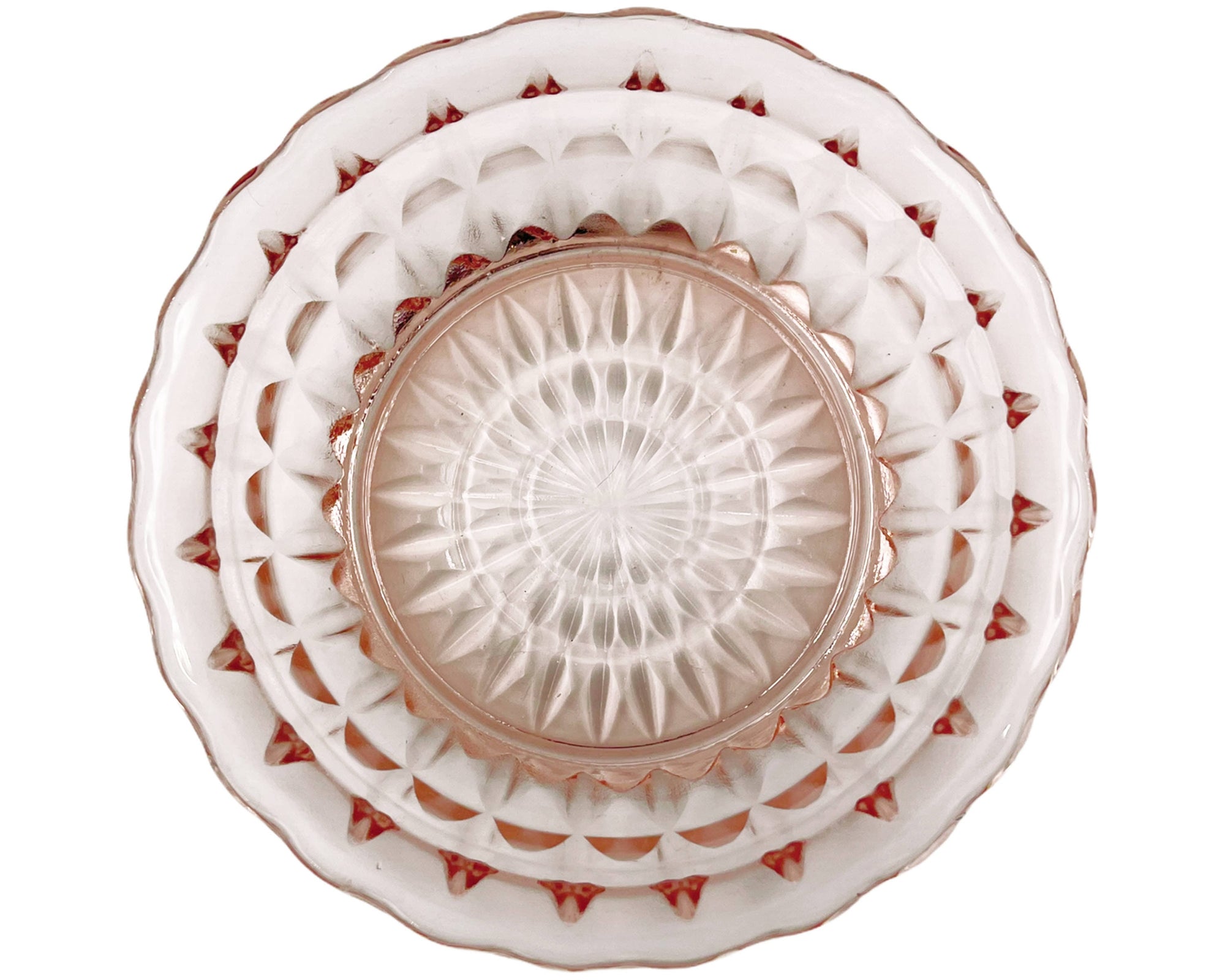 Jeannette Windsor Diamond Depression Glass Pink Berry Bowl 4.75 - Poppy's Vintage Clothing