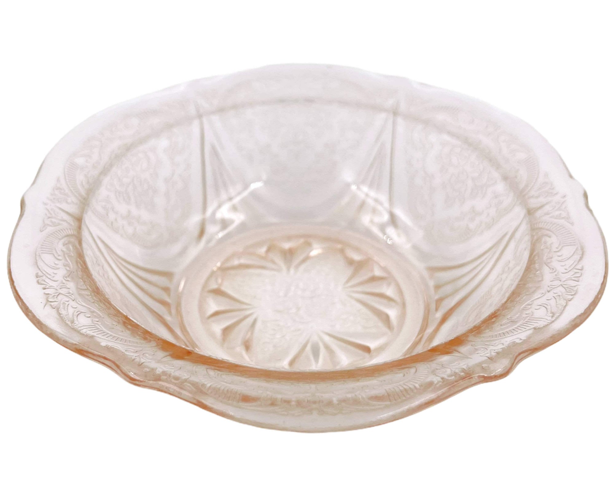Hazel Atlas Royal Lace Pink Depression Glass Berry Bowl 5 - Poppy's Vintage Clothing