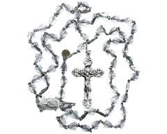 Vintage Bli Rock Crystal Rosary Sterling Silver Our Lady of Mt Carmel 5 Decade - Poppy's Vintage Clothing