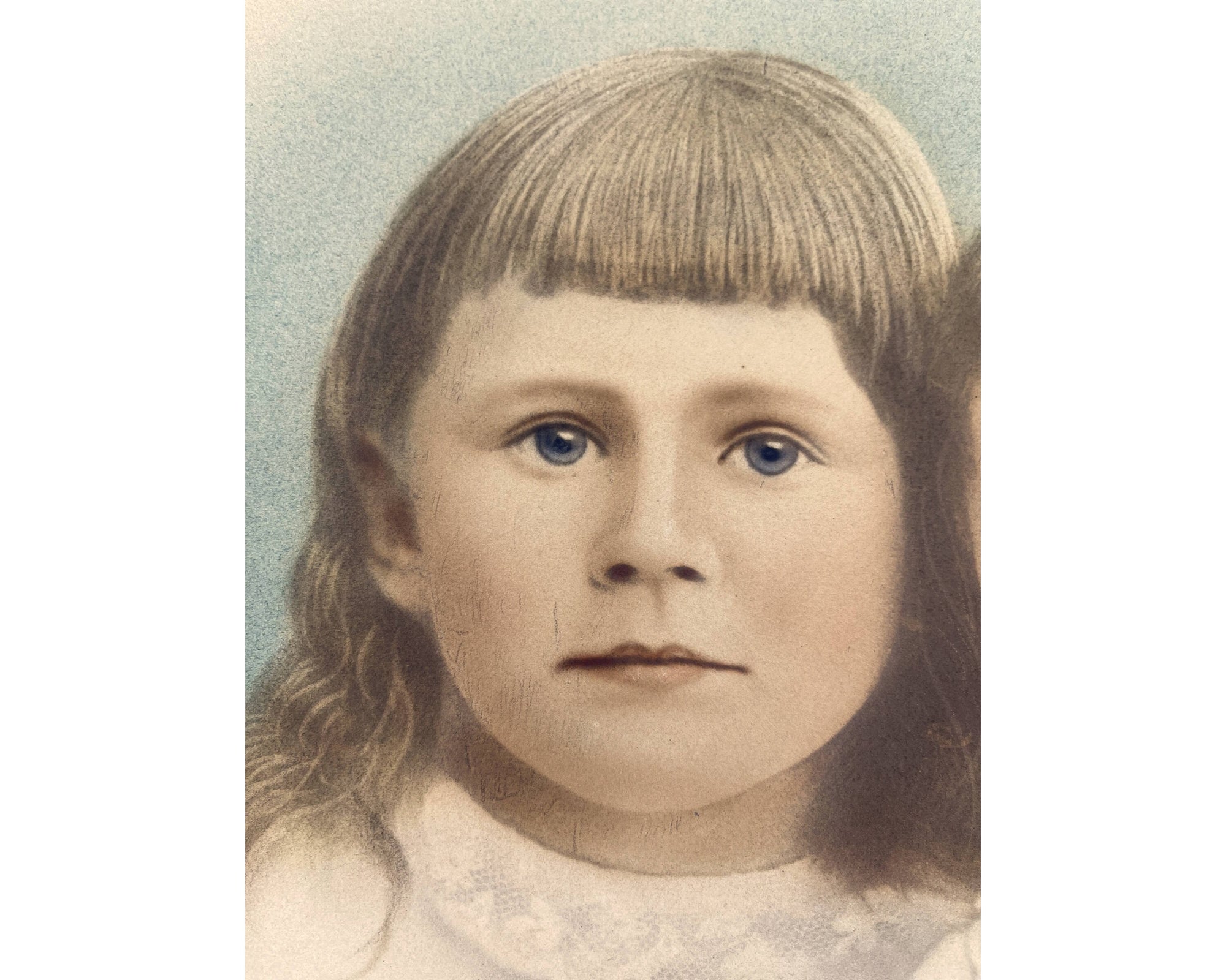 Antique Victorian Hand Tinted Photo of Children in Frame 13.75 x 15.5 - Poppy's Vintage Clothing